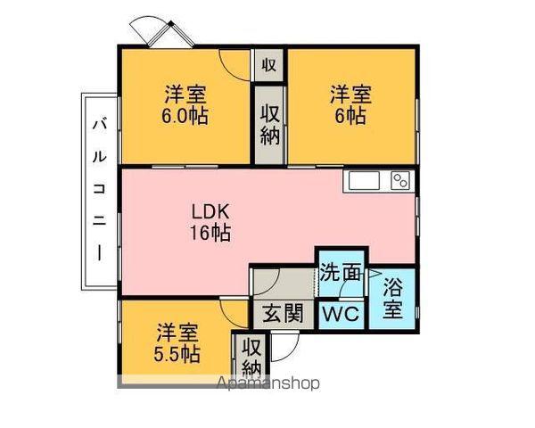アメニティ住吉E(3LDK/2階)の間取り写真