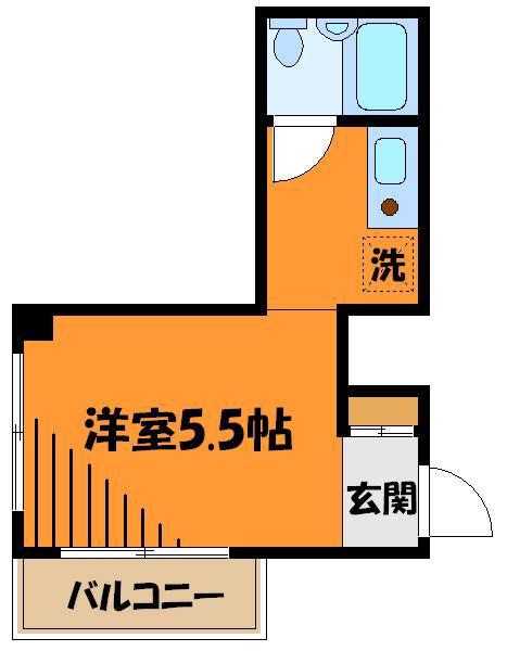 ライオンズマンション八王子第2(1K/2階)の間取り写真