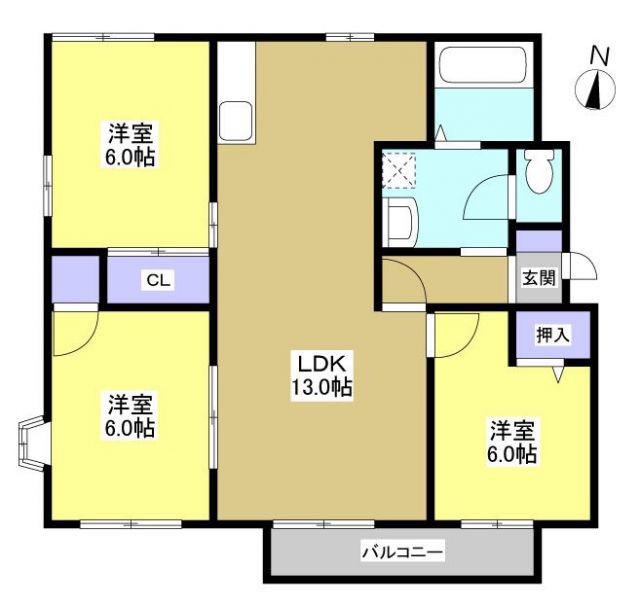 フレグランスタウン(3LDK/2階)の間取り写真