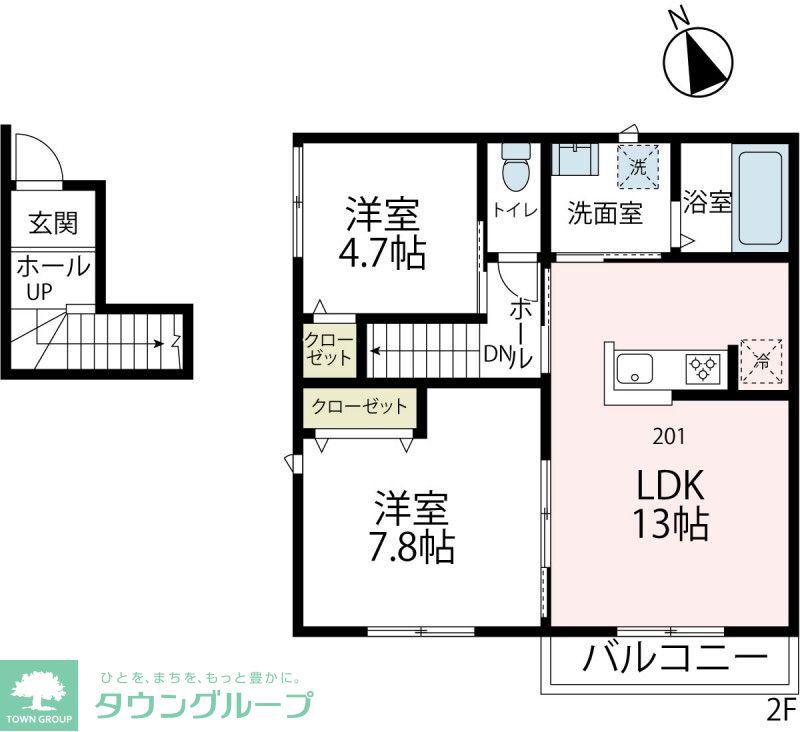 ラウレアII(2LDK/2階)の間取り写真