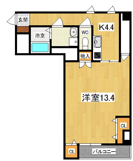 グランツ橿原(1K/3階)の間取り写真