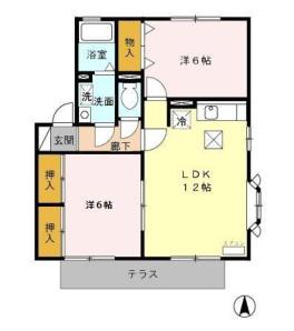 TWIN HOUSE ツインハウス A(2LDK/1階)の間取り写真