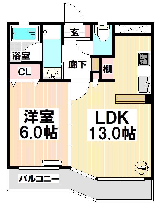 ウィステリア妙音通(1LDK/4階)の間取り写真
