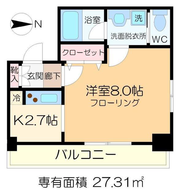 ノーブルメゾン亀戸(1K/3階)の間取り写真