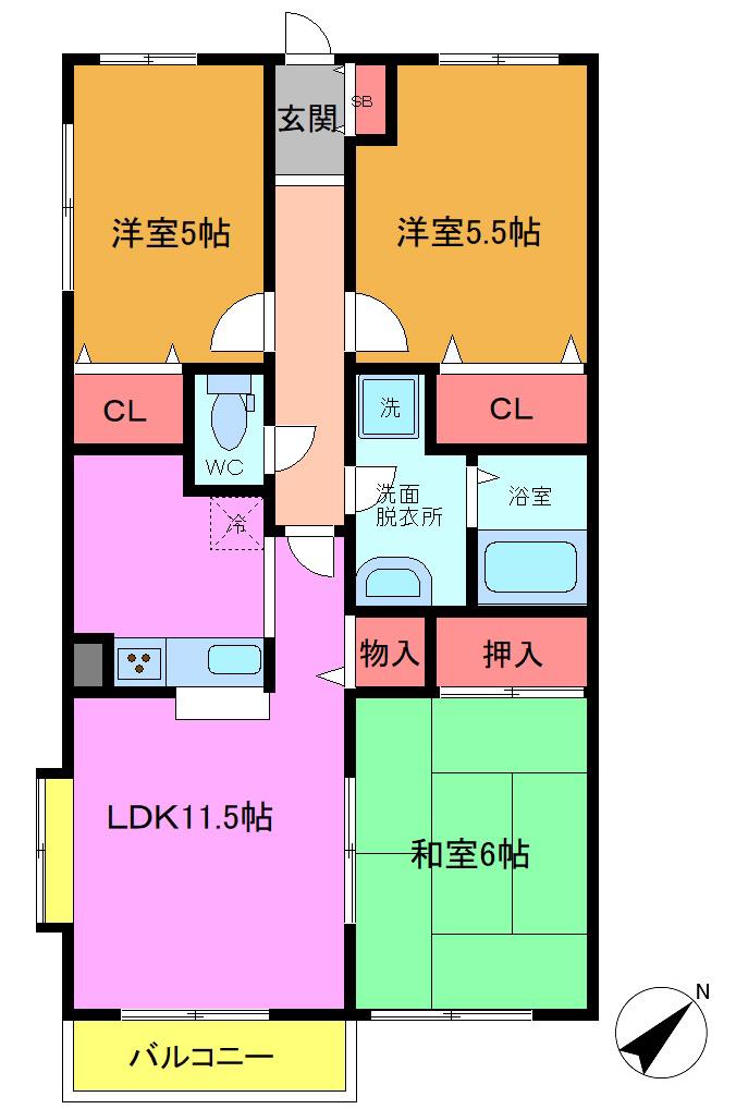 ラ・メール(3LDK/1階)の間取り写真