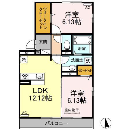 コンソラトゥール別保(2LDK/3階)の間取り写真