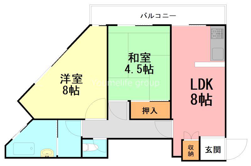 相武台マンション(2LDK/2階)の間取り写真
