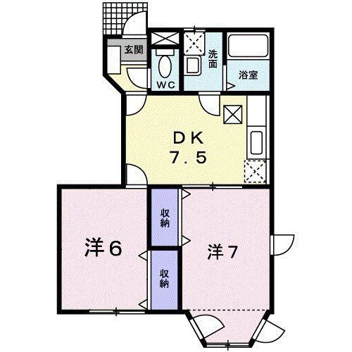 ダンデライオンA(2DK/1階)の間取り写真