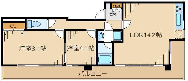 Kコート(2LDK/5階)の間取り写真