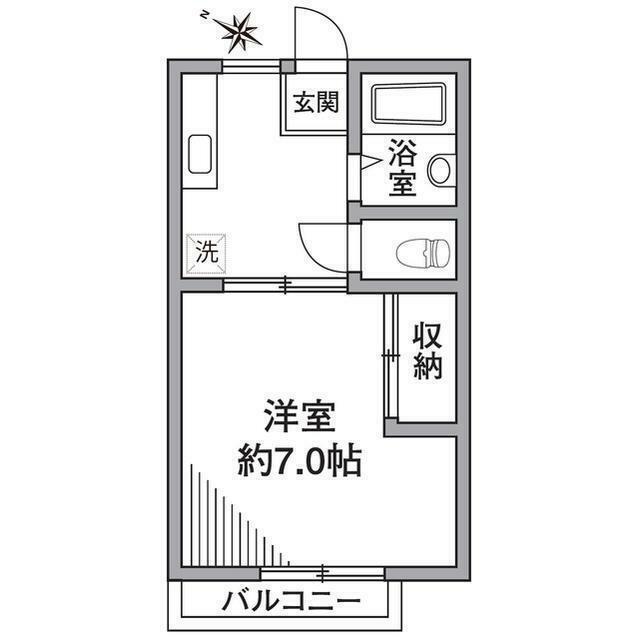 クレッシェンドK(1K/1階)の間取り写真