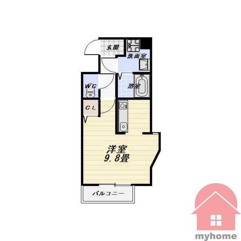 ONLY ONE小花II(1K/6階)の間取り写真