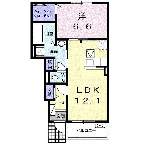 ル・フェール T・U(1LDK/1階)の間取り写真