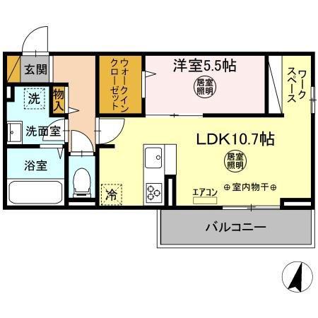 スリジエ水戸(1LDK/2階)の間取り写真