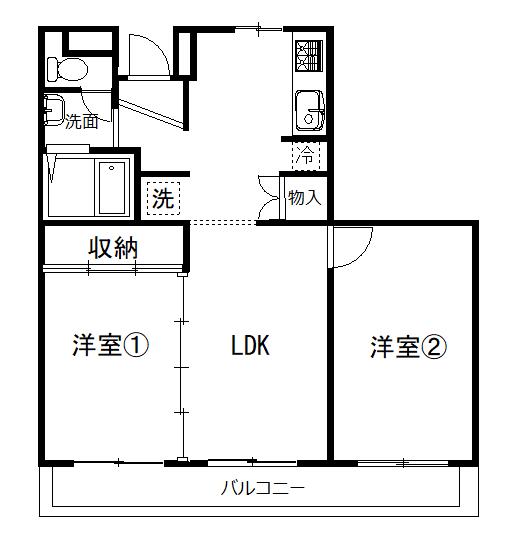 メゾンンパークレーン(2LDK/2階)の間取り写真