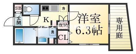 H.Cフラッツ須磨天神(1K/2階)の間取り写真