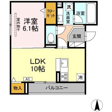 CHUGO CIAO(1LDK/2階)の間取り写真