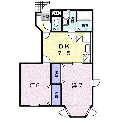 エトワールOZ(2DK/1階)の間取り写真