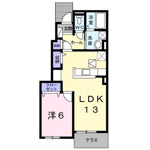 オレガノ(1LDK/1階)の間取り写真
