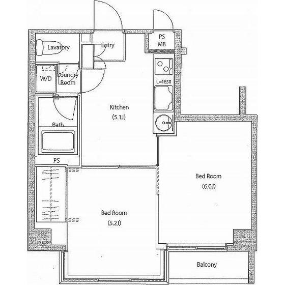 ソサエティ荏原中延(2K/5階)の間取り写真