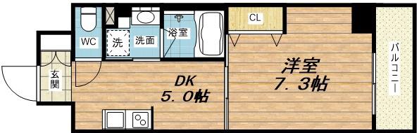ボヌール梅田(1DK/9階)の間取り写真