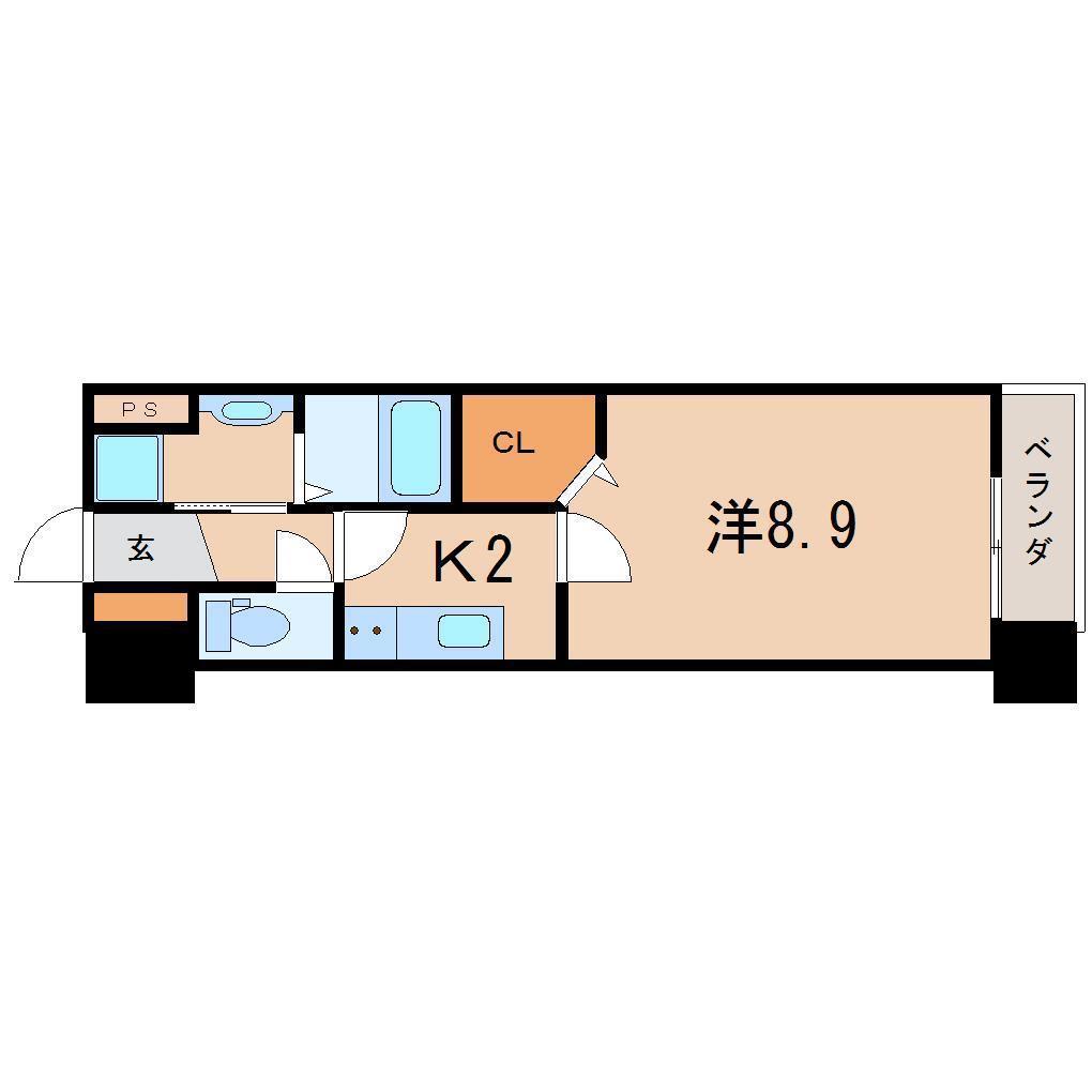 アークデュオ福島万世町(1K/4階)の間取り写真