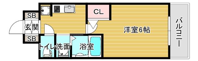 エステムコート難波ウエスト-SIDE Vアジュール(1K/4階)の間取り写真