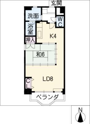 サンハイム池下(1LDK/8階)の間取り写真