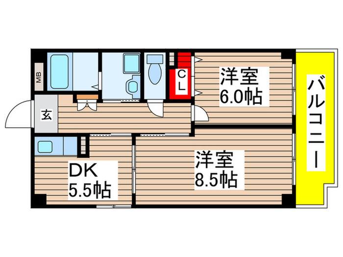 オアシス新栄(2DK/6階)の間取り写真
