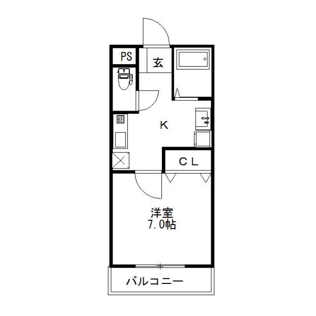 レジデンス興南(1K/4階)の間取り写真