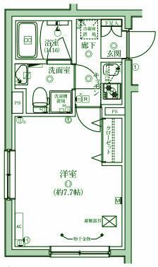 ベルシードステアー大森北(1K/3階)の間取り写真
