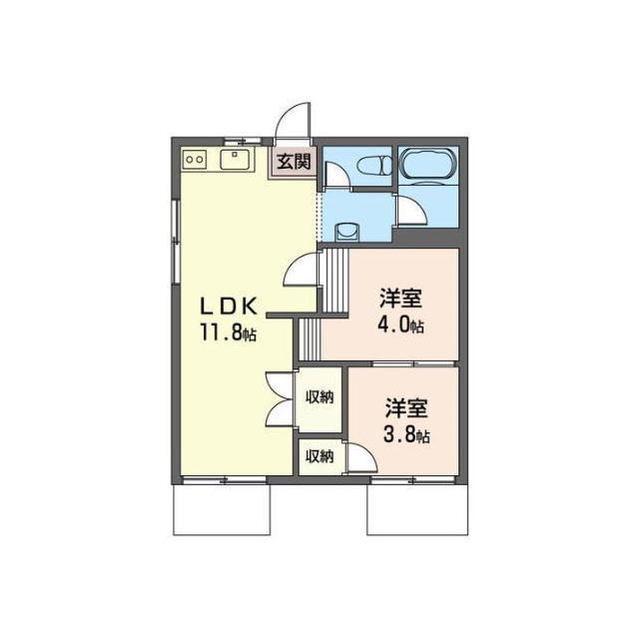 第5駒形コーポラス(2LDK/2階)の間取り写真