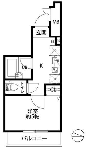 FELICIOUSJS(1K/5階)の間取り写真