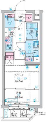 GENOVIA竹ノ塚(1DK/2階)の間取り写真