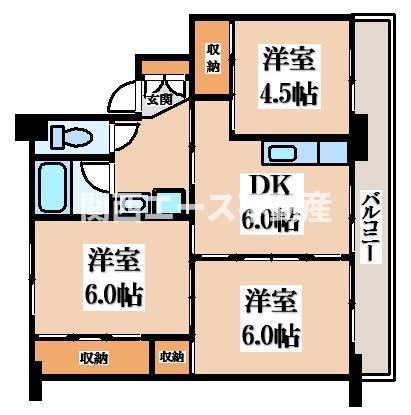 ビレッジハウス小堀(3DK/5階)の間取り写真