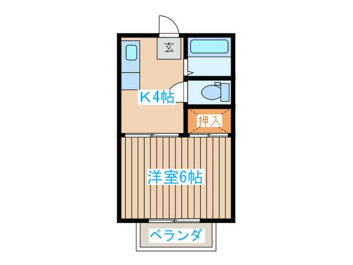 第1コーポナバタ(1K/2階)の間取り写真
