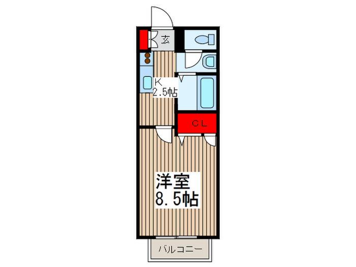 グリーンコート岡田(1K/2階)の間取り写真