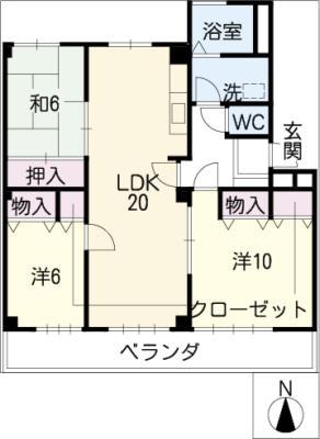パークウエスト貴船A棟(3LDK/3階)の間取り写真