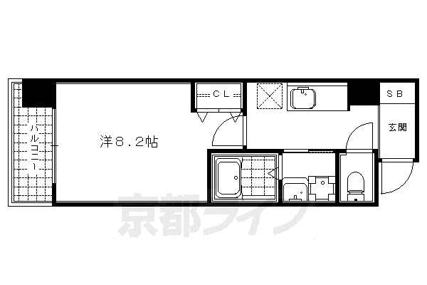 プレゼンス堀川(1K/4階)の間取り写真