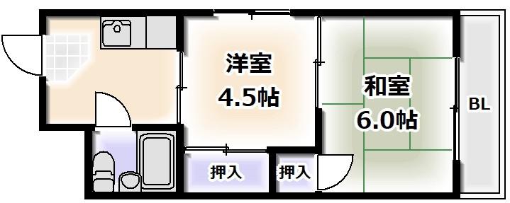 LBアパートあびこ(2K/4階)の間取り写真