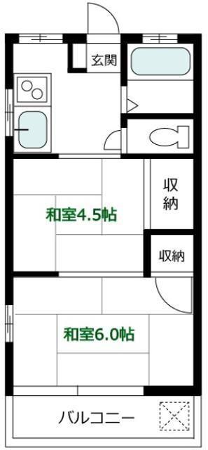 天王マンション(2K/2階)の間取り写真