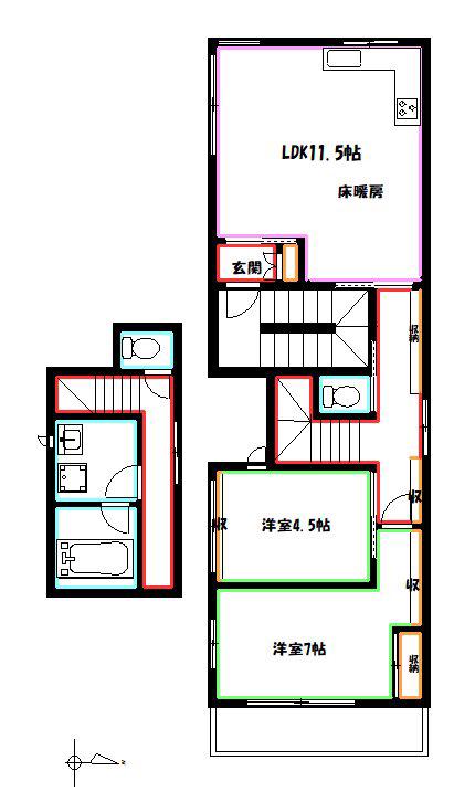 レジデンス新小金井(2LDK/1階)の間取り写真