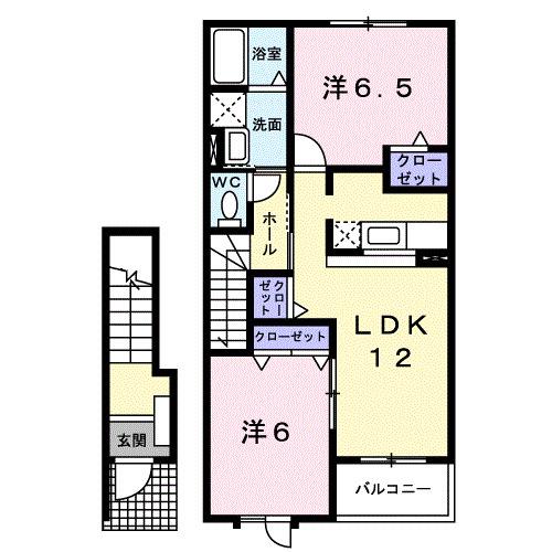 ユートピア ナミ(2LDK/2階)の間取り写真