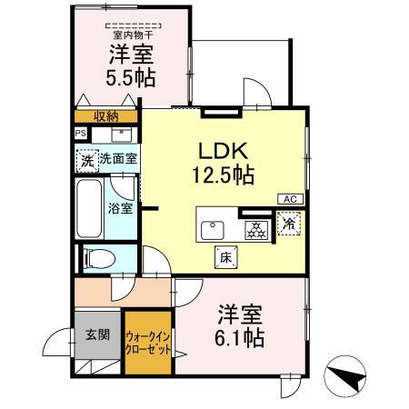 ルミエール(2LDK/1階)の間取り写真