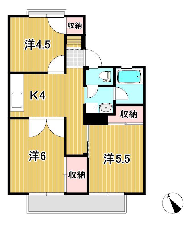 コーポ落合(3K/1階)の間取り写真