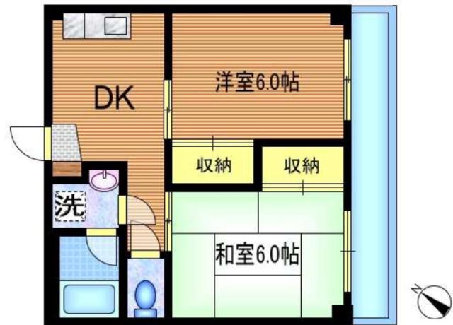 ドミールアオキ 300B(2DK/3階)の間取り写真