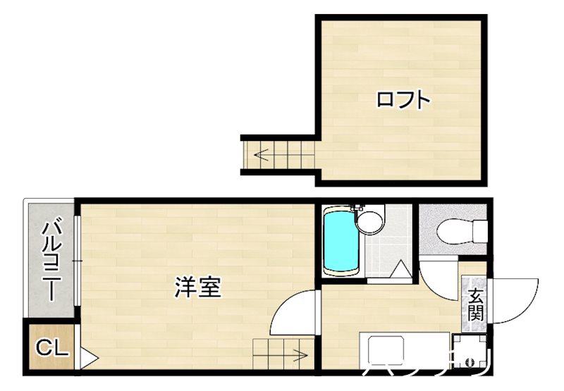 ベルチャーズ吉塚(1K/2階)の間取り写真