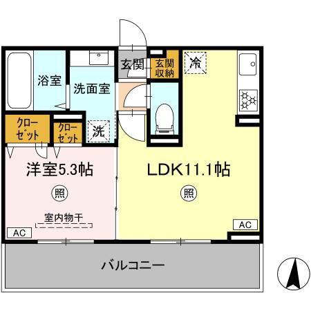 セレブ開懐世利(1LDK/2階)の間取り写真