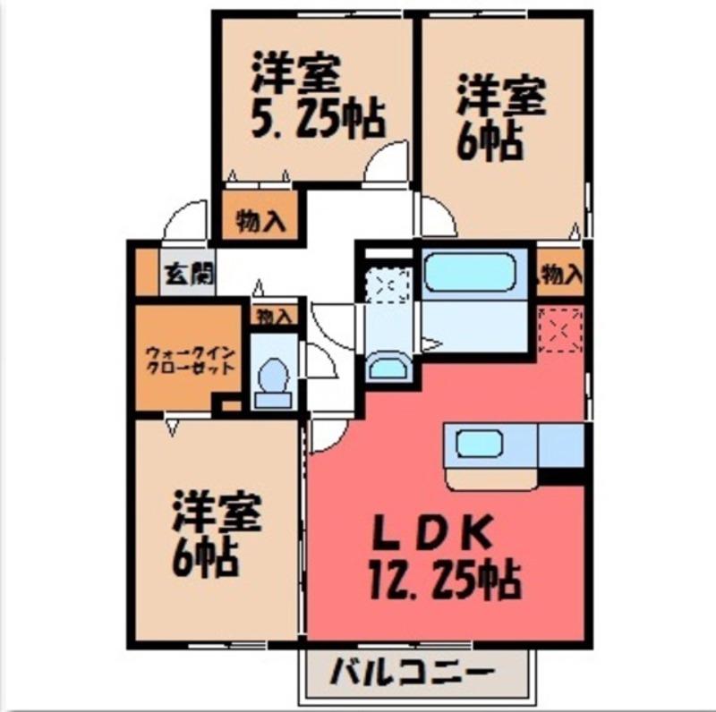 リビングタウン古河B(3LDK/1階)の間取り写真