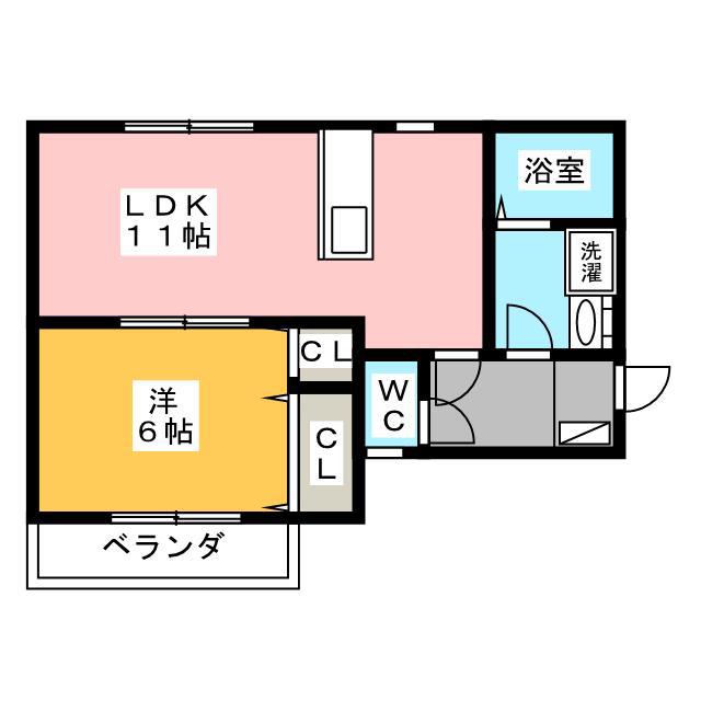ライムハウス(1LDK/2階)の間取り写真