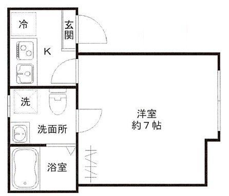 フルール(1K/2階)の間取り写真